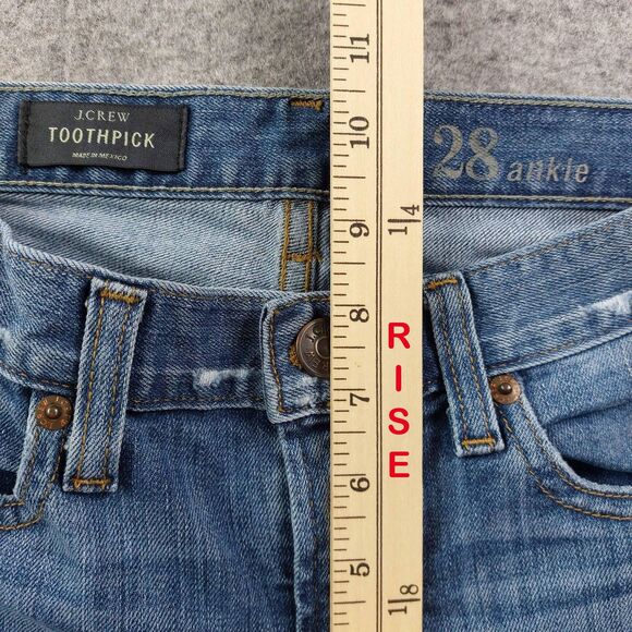 J.Crew Jeans Womens Sz 28 Ankle Toothpick Skinny Stretch Distressed Y2K Low Rise - Picture 8 of 12